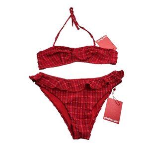 Peachy Den The Cindy Bikini Top & Bottoms in Lipstick
